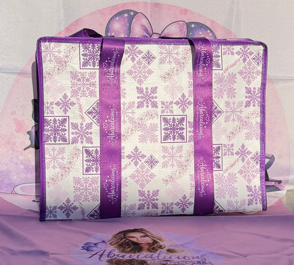 Purple quilted design reusable bag